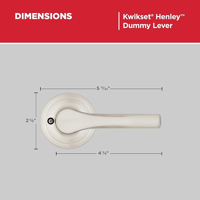 Kwikset Henley Dummy Door Handle, Single Sided Lever for Closets, French Double Doors, and Pantry, Satin Nickel Non-Turning Reversible Interior Push/Pull Lever, with Microban Protection