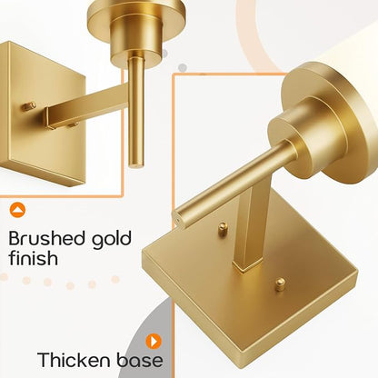 Vanity Lighting Fixtures with White Frosted Glass Shade, Modern Gold Wall Lamps for Bathroom Mirror Bedroom Living Room Porch, 2 Pack T001GD-L1-P2