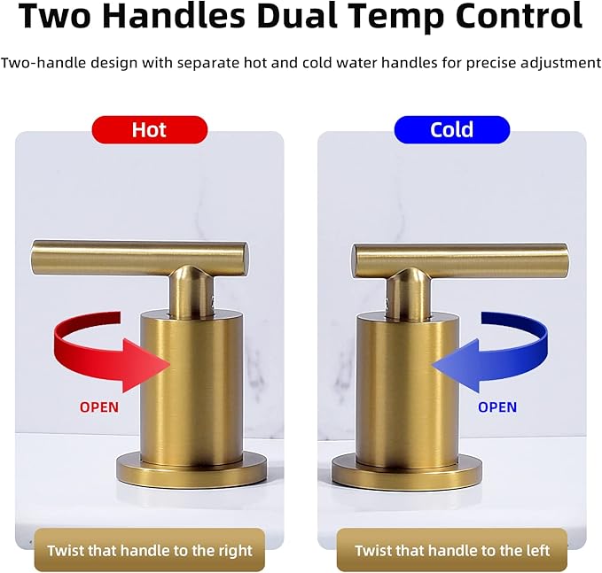TRUSTMI Bathroom Faucet 2 Handle 8 Inch Widespread Bathroom Sink Faucet with Metal Overflow Drain and cUPC Water Supply Lines, 3 Hole, Brushed Brass Gold