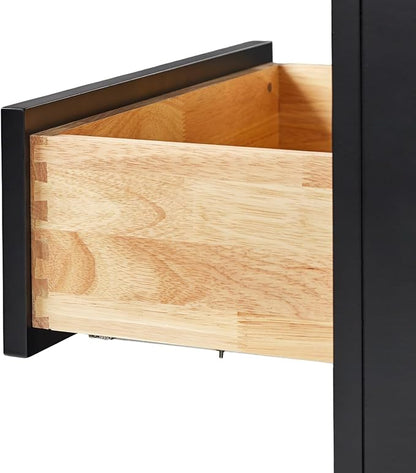 ARIEL Hepburn Bathroom Storage Cabinet - Solid Hevea Wood and Fully Assembled for Long-Lasting Durability and Sophisticated Finish, Freestanding Linen Bathroom Cabinet - 65”H x 20”W x 16”D, Black