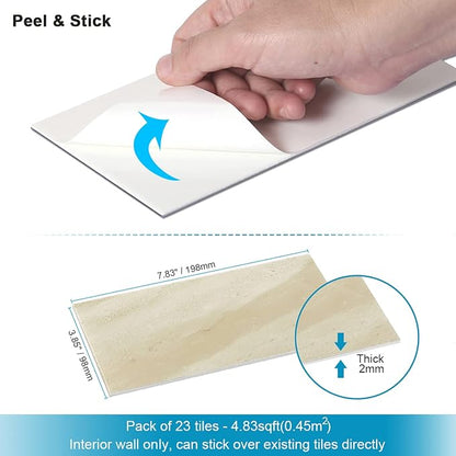 BeNice Peel and Stick Tile Backsplash Bathroom Beige 23pcs