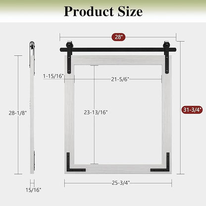 Farmhouse Bathroom Mirror, 28x32 Inch White Vanity Mirror for Wall, Wood Framed Rustic Mirror Rectangular Wall Decor Mirrors for Entryway Living Room Bedroom