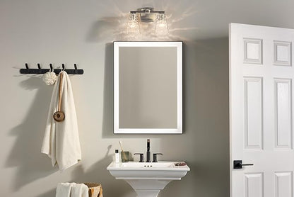 Kichler Marant 14.25" 2-Light Vanity Light with Clear Water Glass in Brushed Nickel, for Bathroom, Powder Room, Over a Mirror, (14.25" H x 9.5" H), 55215NIWTR
