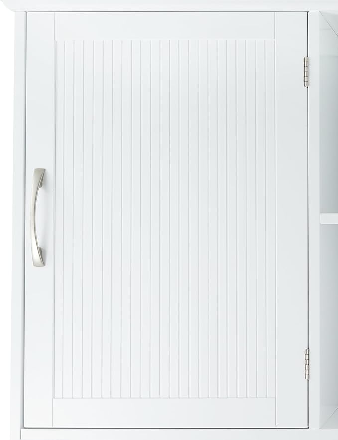 Teamson Home Newport Contemporary Wooden Over-The-Toilet Storage Bathroom Etagere Cabinet with Shelves, White | Contemporary, Wooden, With Shelves
