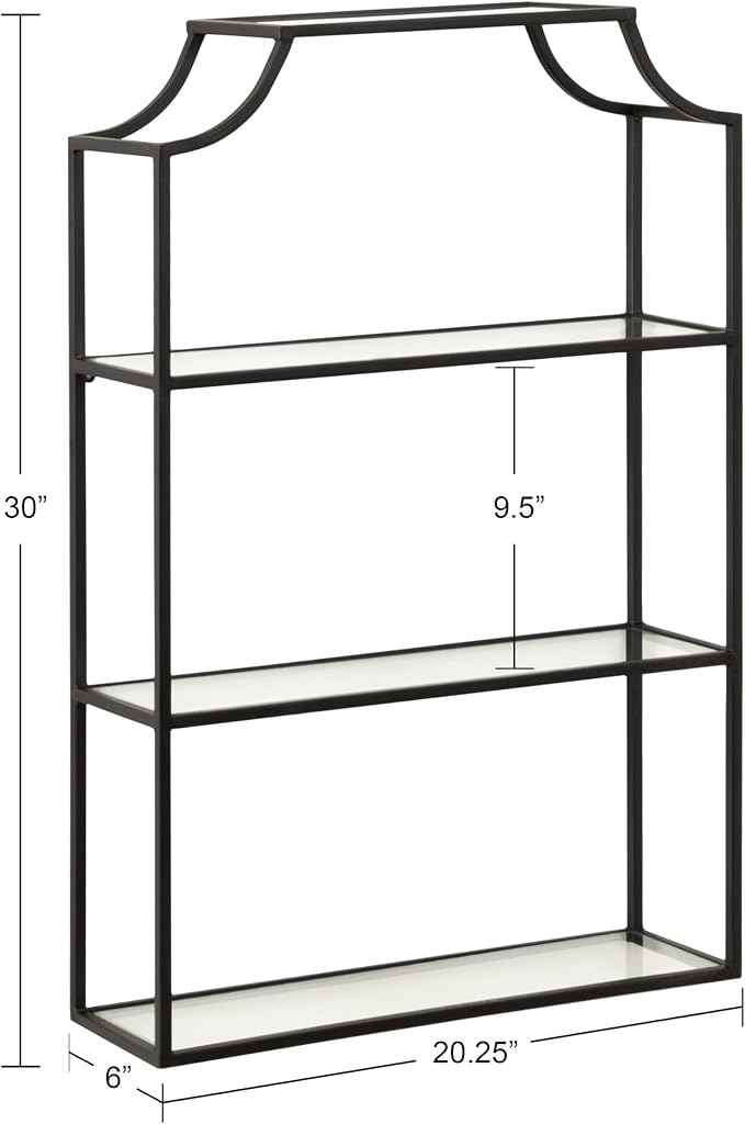 Kate and Laurel Ciel 3 Tiered Wall Shelf, 20 x 30, Black, Decorative Floating Shelf Storage and Wall Organizer