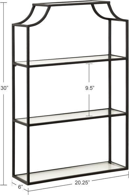 Kate and Laurel Ciel 3 Tiered Wall Shelf, 20 x 30, Black, Decorative Floating Shelf Storage and Wall Organizer