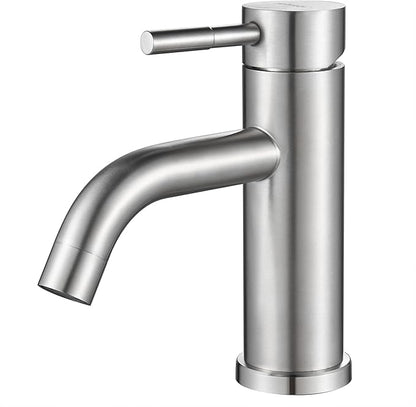 Single Hole Bathroom Faucet,Single Handle Brushed Nickel Bathroom Sink Faucet,Modern Stainless Steel Commercial Basin Faucet (No Drain