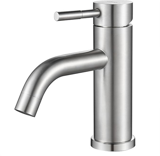 Single Hole Bathroom Faucet,Single Handle Brushed Nickel Bathroom Sink Faucet,Modern Stainless Steel Commercial Basin Faucet (No Drain