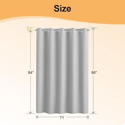 River Dream Cotton Blend No Hook Shower Curtain with Liner, Grey, 71x86 | Extra Long, with Snap in Liner, Heavyweight Waffle Fabric, Hotel Grade for Bathroom, Water Repellent, Corner Magnets