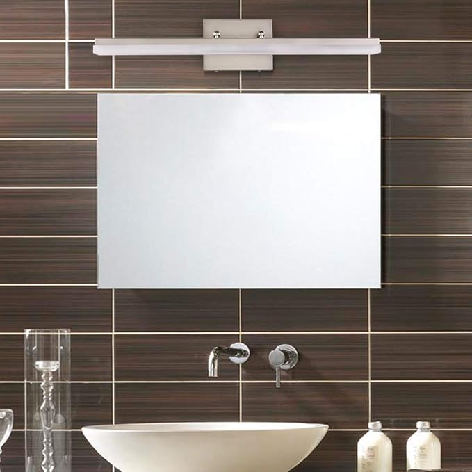 mirrea 24in LED Vanity Lights for Bathroom Brushed Nickel,Warm White 3000K | Over Mirror,Adjustable light angle,ETL listed,Dimmable,Bathroom lighting fixtures,Eye-friendly,Frosted acrylic shade