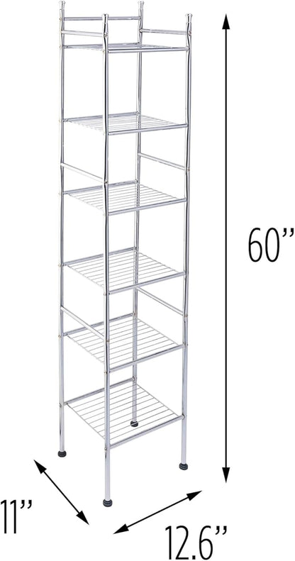 Honey-Can-Do BTH-03484 6 Tier Metal Tower Bathroom Shelf, 12.6â€ L x 11â€ W x 59.8â€ H, Chrome