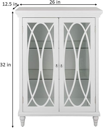 Teamson Home Florence 26 in. x 32 in. 2-Door Freestanding Wooden Floor Cabinet with Adjustable Shelves for Storage Solutions in Bathrooms, Kitchens, Laundry Rooms, Home Offices, White | Freestanding Wooden, Adjustable Shelves, For Bathrooms, Kitchens, ...