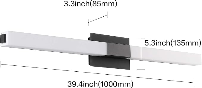 Black Modern Bathroom Light Fixtures Over Mirror 39.4 inch LED Vanity Lights Bar for Bath (S16001-1000mm)
