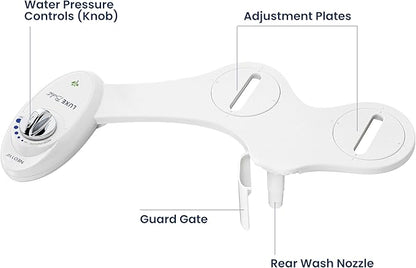 LUXE Bidet NEO 110 - Single Nozzle, Non-Electric Bidet Attachment for Toilet Seat, Adjustable Water Pressure, Rear Wash (White)