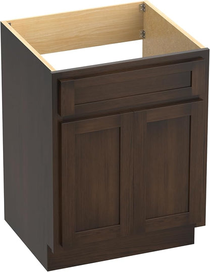 HomeBeyond 24 Inch Bathroom Vanity Base Only, Single Vanity Cabinet with Double Soft Closing Door, Composable Floor Mount Cabinets Without Top, Rustic Brown