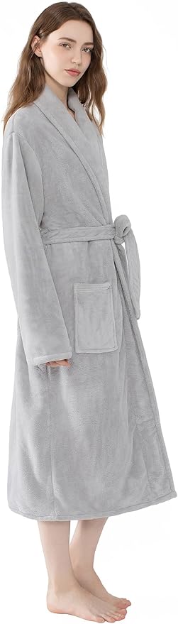 Soft Robe For Women，Warm Plush Bath Robes Female，Spa Towel After Shower Lightweight Long Bathrobe