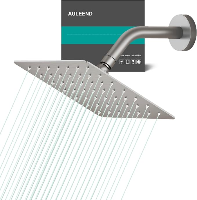 Square Rain Shower Head, High Flow Stainless Steel,Work with any decorative style，All Metal Rainfall Shower Head(Brushed Nickel, 6)