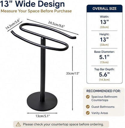Matte Black Hand Towel Holder Stand,13 Inch Tall Free-Standing Towel Rack, SUS304 Stainless Steel Towel Bar Rack Stand, Tower Bar for Bathroom Kitchen Vanity Countertop…
