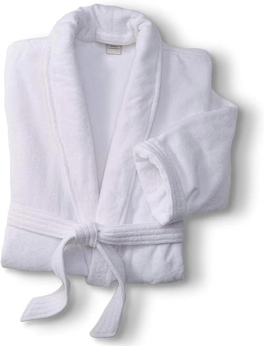 MONARCH Terry Velour Bathrobe - Luxury 100% Cotton Hotel Spa Robe - Plush, Absorbent, Machine Washable - Shawl Collar, One Size