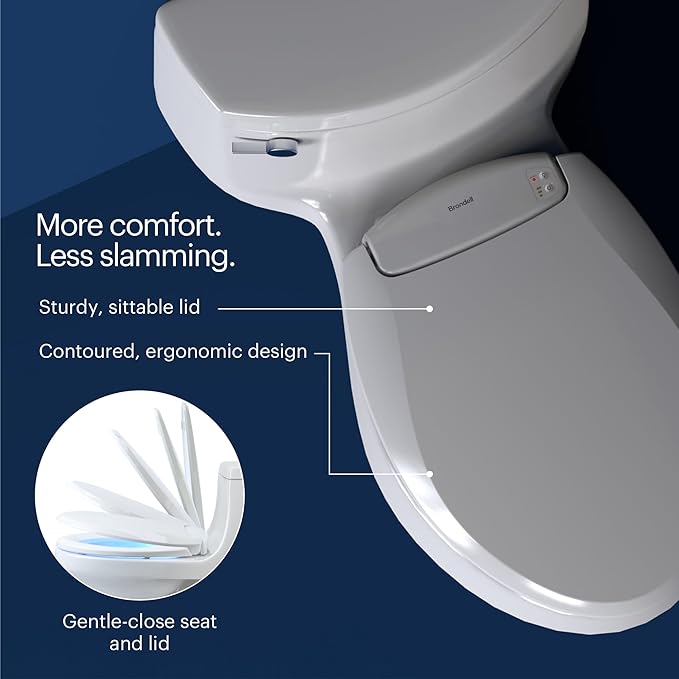 Brondell L60-RW LumaWarm Heated Toilet Seat with Night Light, 3 Temperature Settings, Gentle Close Lid,Easy Installation,Built-In Controls,Round,White
