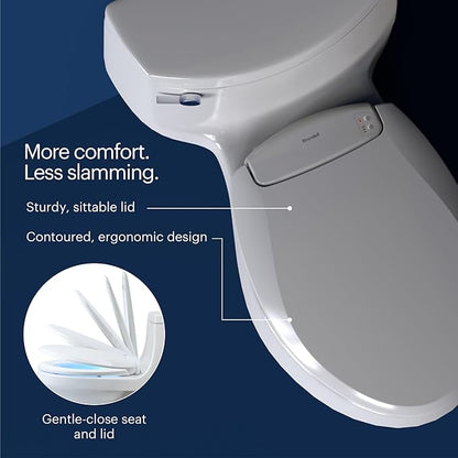 Brondell L60-RW LumaWarm Heated Toilet Seat with Night Light, 3 Temperature Settings, Gentle Close Lid,Easy Installation,Built-In Controls,Round,White