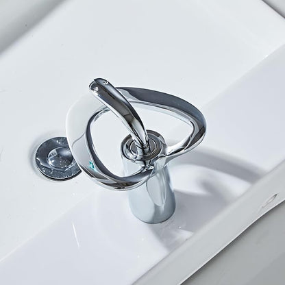 Chrome Waterfall Vessel Sink Single Hole 1 Handle Lever Vanity Brass Modern Elegant Bathroom Faucets, Unique Copper One Hole Hollow Faucet, Lavabos de Bano modernos