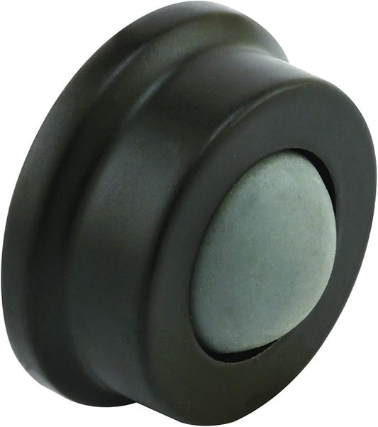 Prime-Line J 4648 1 In., Cast Brass, Bronze, Wall Stop with Convex Bumper (Single Pack)