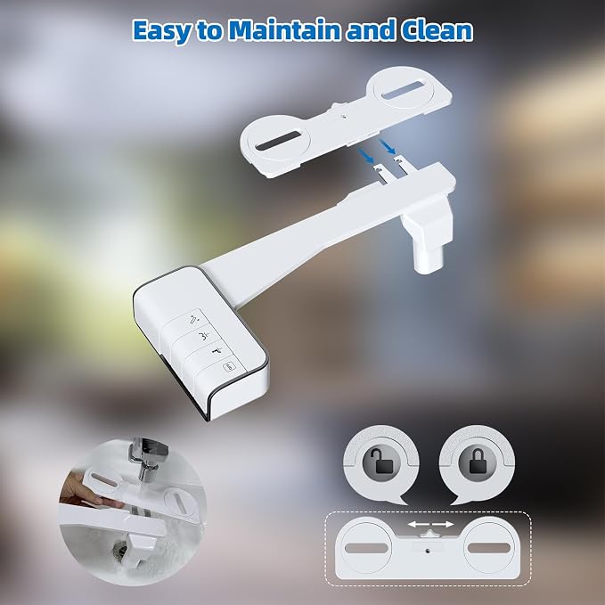 Hibbent Bidet Attachment for Toilet, Non-Electric Dual Nozzle for Frontal & Rear Wash, Adjustable Water Pressure Control, Fresh Water Bidet Toilet Seat, Self Cleaning Water Sprayer, Matte Black