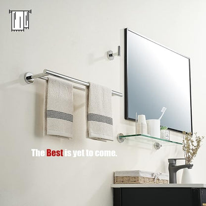 JQK Double Towel Bar Chrome, 20.5 Inch 304 Stainless Steel Thicken 0.8mm Towel Rack Bathroom, Towel Holder Polished Steel Wall Mount, Useable Length 18 Inch 2 Pack, TB100L18-CH-P2