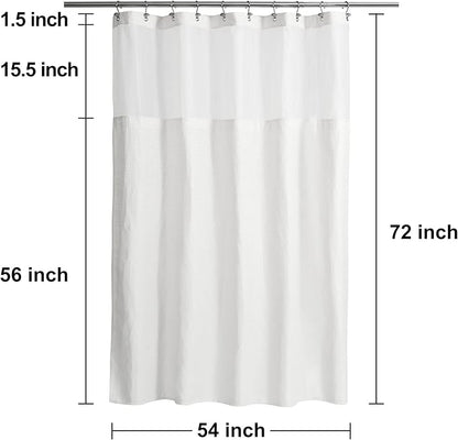 N&Y HOME 54 Inch Waffle Weave Shower Curtain with Snap-in Fabric Liner & 12 Metal Hooks Set - 54" x 72" Shower Stall Size, Hotel Style & Mesh Top Window, Machine Washable - White, 54x72