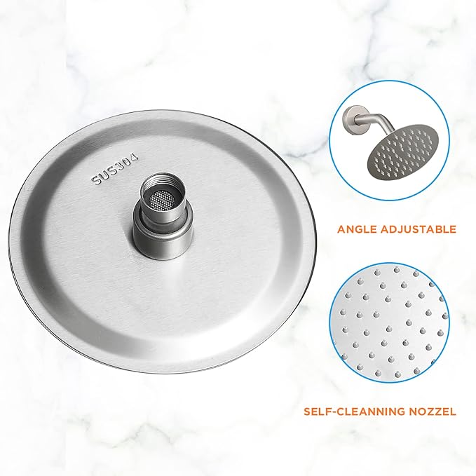 Shower Head And Faucet Set Complete With 6 Inch High Pressure Rain Shower Head Brushed Nickel Shower Fixtures With Valve Trim kit Regaderas Para bBaño Modernas