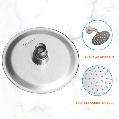 Shower Head And Faucet Set Complete With 6 Inch High Pressure Rain Shower Head Brushed Nickel Shower Fixtures With Valve Trim kit Regaderas Para bBaño Modernas