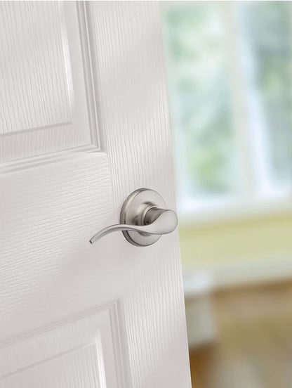 Kwikset Balboa Interior Passage Door Handle, Lever for Closet and Hallway Doors, Reversible Non-Locking Handle Lever, Antique Brass, with Microban Protection