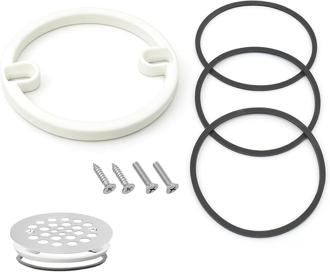 Drain Height Extension Kit, Universal Fit for 2-1/2" to 3" Floor Drains | Adjustable 1/4"–1/2" Riser with Leak-Proof Sealing Gaskets for Shower, Bathroom, Kitchen & Laundry Room Renovations