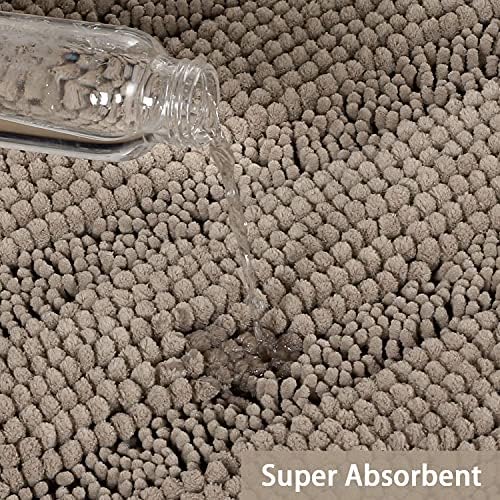 Turquoize Bathroom Rug 24"x36", Soft Absorbent Chenille Bath Rug, Taupe