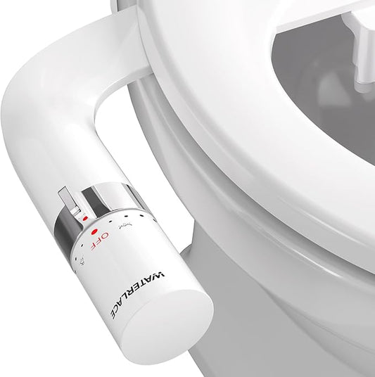 Bidet Attachment for Toilet, Dual Nozzle Bidet Toilet Seat, Non-Electric Ultra-Thin Bidets for Existing Toilets, Rear/Feminine Wash with Adjustable Water Pressure (White)