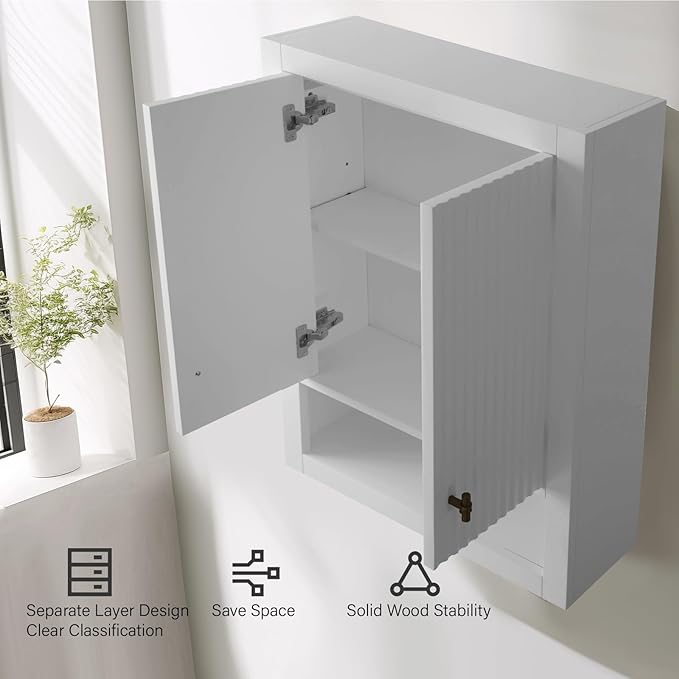 Vanity Art Vanity with Storage Cabinet & Shelves, Free-Standing Vanity with Soft-Closing Doors, White, Golden Brushed Handware VA91-TC-W-GB