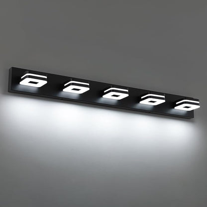 Modern LED Bathroom Vanity Light - 30W Dimmable Matte Black 5-Light Fixture, 40" Long Wall Light, Day Light 5500K, 110V AC