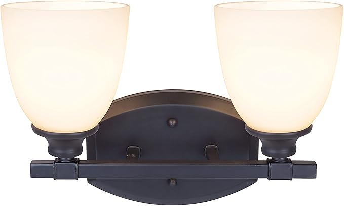 Aspen Creative 62211, Two Metal Bathroom Vanity Wall Light Fixture, 14" Wide, Transitional Design in Oil Rubbed Bronze