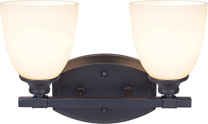 Aspen Creative 62211, Two Metal Bathroom Vanity Wall Light Fixture, 14" Wide, Transitional Design in Oil Rubbed Bronze