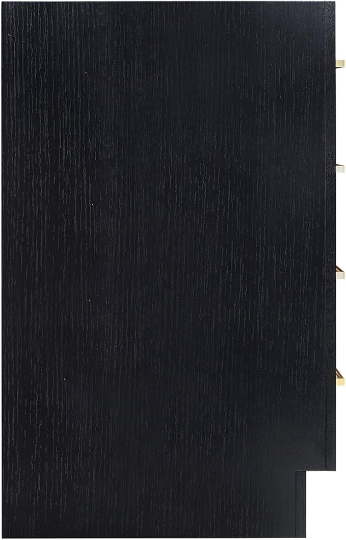ARIEL Hepburn 42-inch Bathroom Vanity Base Cabinet,Solid Wood, 2 Soft Closing Doors, 5 Dovetail Drawers, Black Oak