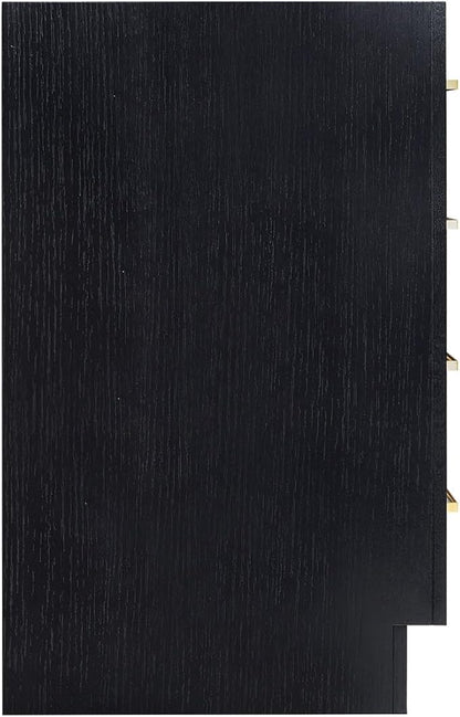 ARIEL Hepburn 42-inch Bathroom Vanity Base Cabinet,Solid Wood, 2 Soft Closing Doors, 5 Dovetail Drawers, Black Oak