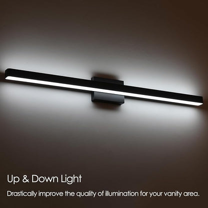 LED Modern Bathroom Vanity Light Fixtures (40-Inch, Cool White 6000K), Modern Acrylic Bathroom Wall Lighting Fixtures for Bathroom Over Mirror, Matte Black