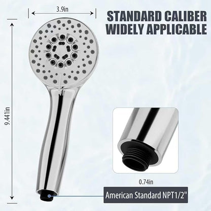 High Pressure Shower Head with Powerful Shower Spray & 59'' Stainless Steel Hose, 5 Spray Modes, Adjustable Bracket and Non-Clogging Nozzles（Chrome）