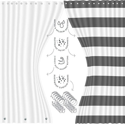 Clara Clark Bathroom Accessories Set - 23PC Shower Curtain Set with Bathroom Trash Can, Grey Bathroom Set, Bathroom Sets with Shower Curtain and Grey Rugs