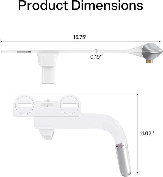 Hansrapo Left-Hand Bidet Attachment – Non-Electric, Ultra-Slim Toilet Bidet for Rear & Feminine Wash, Adjustable Water Pressure & Flow, Self-Cleaning Nozzle, Quick-Release, Easy Install with Full Kit
