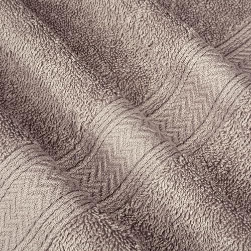 HILLFAIR 100% Cotton 24 PC Bulk Pack - Hotel Spa Bath Towels Set - Stone