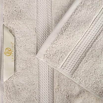 SUPERIOR Egyptian Cotton Plush & Absorbent, Hand Towel Set of 4, Stone