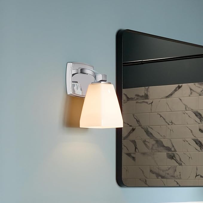 Kichler Marant 5" 1-Light Wall Sconce with Opal Glass in Chrome, for Bathroom, Powder Room, Hallway, Fireplace, (5" W x 9.5" H), 55214CH