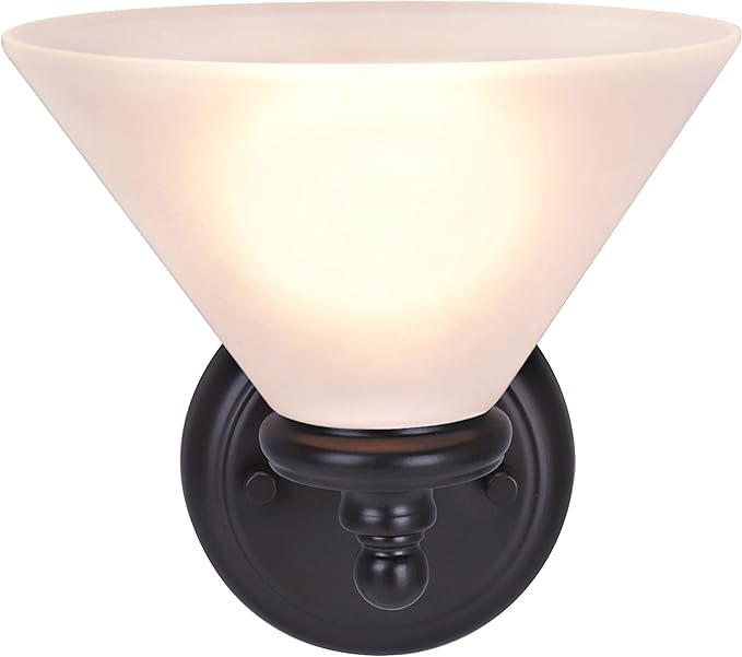 Aspen Creative 62145, One Metal Bathroom Light Fixture, 6-1/2" Wide, Transitional Design in Oil Rubbed Bronze with Frosted Glass Shade Vanity Wall